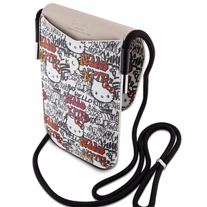 Hello Kitty Leather Tags Graffiti rankinė per petį – smėlio spalvos