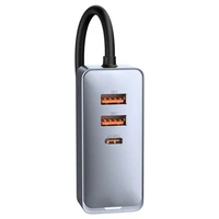 Baseus Share Together automobilinis įkroviklis 2× USB / 2× USB Type C 120W PPS Quick Charge Power Delivery pilkas (CCBT-A0G)