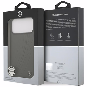 Mercedes Odinis Didelis Laurel Lapų Magnetinis dėklas telefonui iPhone 17 Pro Max - Juodas ir Pilkas