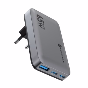 FORCELL F-ENERGY GaN III VT-47 itin plonas kelioninis įkroviklis 2 x Type C + USB A PD QC4.0 4A 65W pilkas