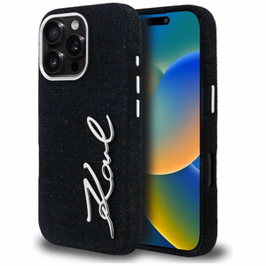 Karl Lagerfeld FW Jeans Signature Logo Dėklas iPhone 16 Pro Max - juodas