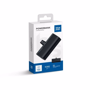 Išorinė baterija Blue Star 5000 mAh su įmontuotu jungtimi Lightning 2,1A W0556P juoda