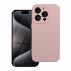 Silikoninis 2mm dėklas telefonui IPHONE 15 Pro smėlio rožinis