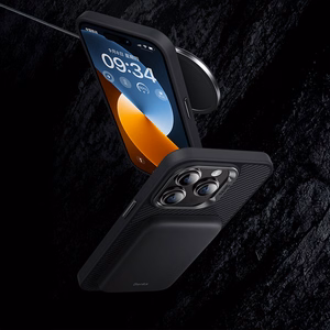 Benks Magnetinis Hybrid Armor Pro Kevlar dėklas telefonui iPhone 15 Plus su metaliniu rėmu 600D (m) - juodas