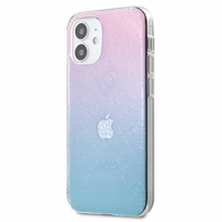Guess GUHCP12S3D4GGBP iPhone 12 mini 5.4" mėlyna-rožinė/mėlyna ir rožinė kietas dėklas 4G 3D rašto kolekcija