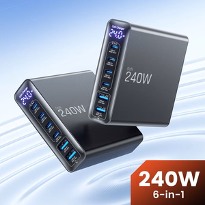 Tech-Protect DC240W-GAN 6 jungčių stalinis įkroviklis PD 240W / QC3.0 juodas