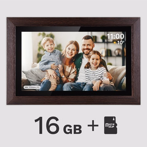 Kruger&Matz FRAMEO Wi-Fi 15,6 colio skaitmeninis nuotraukų rėmelis mediniu rėmu