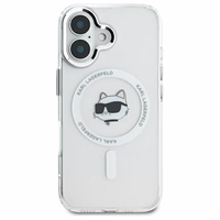 Karl Lagerfeld IML Metal Choupette Head magnetinis dėklas telefonui iPhone 16 Plus - baltas