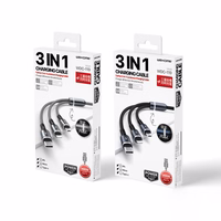 WEKOME WDC-119 Fython Series - 3-in-1 USB-A to Lightning + USB-C + Micro USB PD Connecting laidas 1.2 m (sidabrinis)