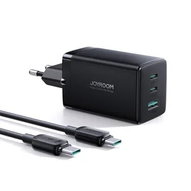 Įkroviklis Joyroom JR-TCG01 65W GaN 2xUSB-C/USB-A + USB-C to USB-C cable 1.2m juodas
