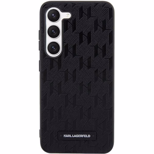 Karl Lagerfeld KLHCS23MSAKLHPK S23+ S916 kietas dėklas juodas/juodas Saffiano Mono Metalinis Logotipas