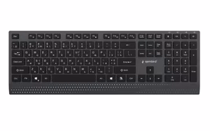 Gembird KB-MCH-06-CYRL Plona laidinė multimedijos klaviatūra su C tipo adapteriu, kirilicos išdėstymas, juoda