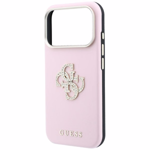 Guess Smooth & Big Strass Logo dėklas iPhone 18 Pro / 17 Pro – rožinis