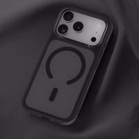 "Benks" magnetinis dėklas su metaliniu rėmeliu (A067), skirtas Iphone 17 purple (fotoaparato valdymo mygtukas)