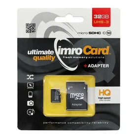 IMRO atminties kortelė microSD 32GB 100MB/s klasė 10 UHS 3 su adapteriu SD