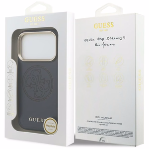 Guess Perforated 4G MagSafe dėklas for iPhone 17 Pro - mėlynas