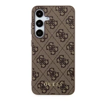 Guess 4G Metal Gold Logo dėklas telefonui Samsung Galaxy S24 - rudas