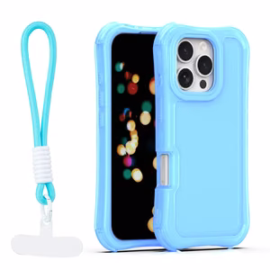 Safepop case with strap for iPhone 16 Pro 6,3" blue