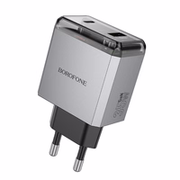 Borofone Įkroviklis BN20 Lena (m) - USB + Type C - PD 35W pilkas