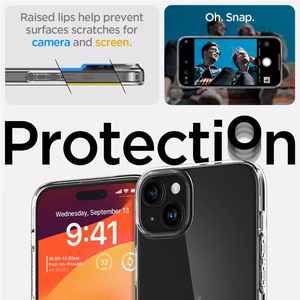 Spigen Crystal Flex dėklas telefonui iPhone 15 Plus - skaidrus