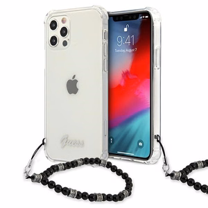 Guess GUHCP12LKPSBK iPhone 12 Pro Max 6.7" Skaidrus kietas dėklas Juodas perlas