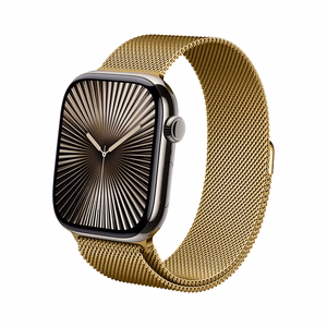Crong Milano Steel nerūdijančiojo plieno dirželis, skirtas Apple Watch 44 / 45 / 46 / 49 mm, aukso spalvos