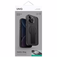 Uniq Heldro Mag Magclick įkrovimo dėklas telefonui iPhone 15 Pro Max - juoda