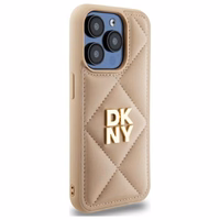 DKNY Quilted Stack Logo dėklas telefonui iPhone 15 Pro Max - smėlio spalvos