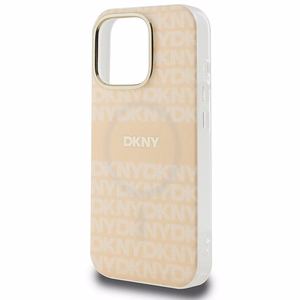 DKNY Kartojamas tekstūros raštas ir juosta magnetinis iPhone 16 Pro dėklas - rožinis