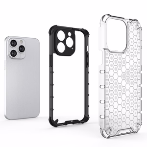 Honeycomb dėklas telefonui iPhone 14 Pro Max šarvuotas hibridinis dangtelis skaidrus