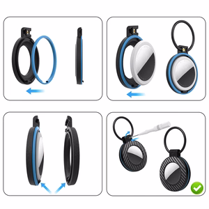 Airtag case with carbon fiber pattern keychain, 4 pcs. - multicolor