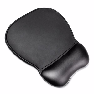 Ergonominis pelės kilimėlis ir riešo atrama gelio eko oda didelis neslystantis - juodas