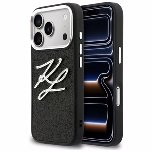 Karl Lagerfeld IML Glitter KL Diamond Logo Dėklas for iPhone 17 Pro - juodas