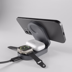 SBS 3-in-1 sulankstoma belaide ikrovimo stotele QI2 MFI - Made for iPhone - Juoda