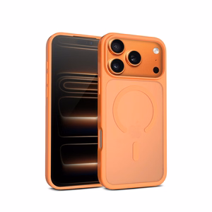 Crong Hybrid Matte Magnetic MagSafe dėklas, skirtas iPhone 17 Pro, oranžinis