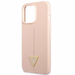 Guess GUHCP13LSLTGP iPhone 13 Pro / 13 6.1" rožinis kietas dėklas silikoninis trikampis