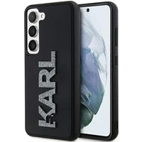 Karl Lagerfeld 3D Guminis Blizgus Logotipas dėklas telefonui Samsung Galaxy S23+ - juodas