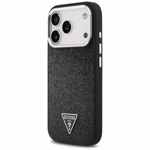 Guess Blizgus Trikampio Logotipas Magnetinis dėklas telefonui iPhone 17 Pro - juodas