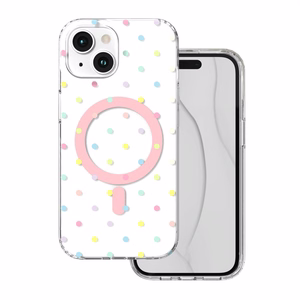 Bubble Dots Mag case for iphone 15 6,1" white