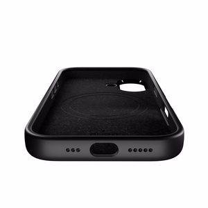 Pure Icon Magnetinis Pro skystas silikoninis dėklas iPhone 17, MagSafe suderinamas, su kameros apsauga ir aliuminio mygtukais - juodas