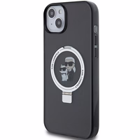 Karl Lagerfeld KLHMP15MHMRSKCK iPhone 15 Plus 6.7" juodas/juodas kietas dėklas su žiediniu stovu Karl&Choupette Magnetinis