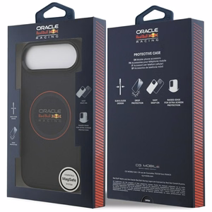 Originalus dėklas RED BULL su tinkleliu, raudonu žiedu ir metaliniais mygtukais MagSafe telefonui Iphone 17 Air tamsiai mėlynas