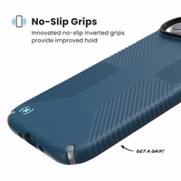 Speck Presidio2 Grip MagSafe - iPhone Air dėklas (Deep Sea / sidabrinis Metallic / Spell mėlynas)