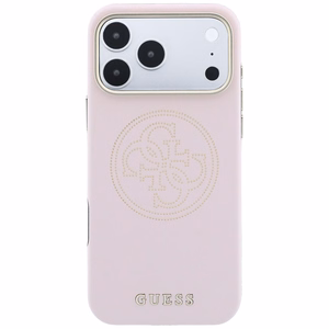 Guess Perforated 4G Gold Logo MagSafe dėklas, skirtas iPhone 17 Pro / 18 Pro – spalva: rožinė