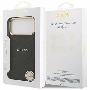 Guess Peony Hot Stamp Magnetinis dėklas telefonui iPhone 17 Pro Max - juodas