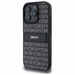 DKNY tekstūrinio rašto dryžuotas dėklas telefonui iPhone 16 Pro Max - juodas