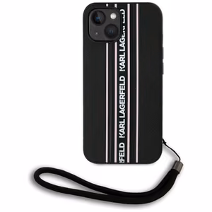 Karl Lagerfeld Saffiano Athleisure Stripes Cord dėklas telefonui iPhone 15 - rožinis