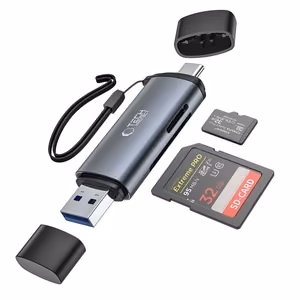 Tech-Protect UltraBoost SD/micro SD kortelių skaitytuvas su USB-C/USB-A jungtimis - pilkas