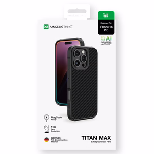 AmazingThing Titan Max dėklas su 1500D aramido pluoštais iPhone 16 Pro - juodas