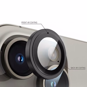 Apsauginis stiklas Tel Protect Titanium Lens 99% AR ant kameros Iphone 14 Pro/14 Pro Max juodas (3 lęšiai)